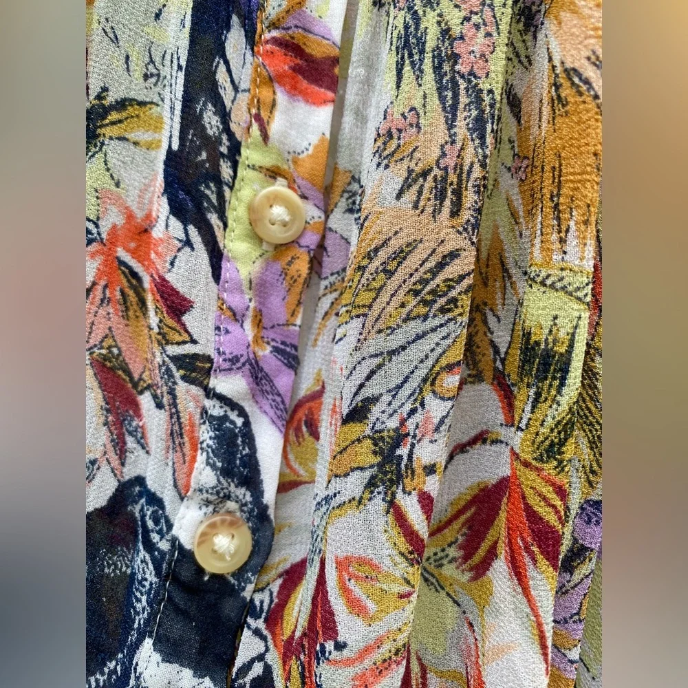 Anthropologie Maeve Portia Floral SemiSheer Blouse Size M/L - Picture 6 of 7